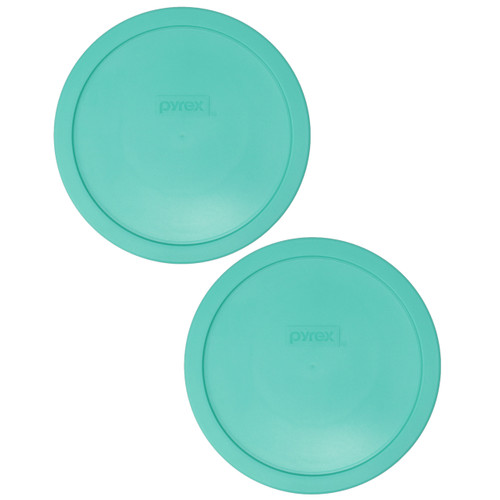 Pyrex 7402-PC Light Green Round Plastic Food Storage Replacement Lid Cover (2-Pack)