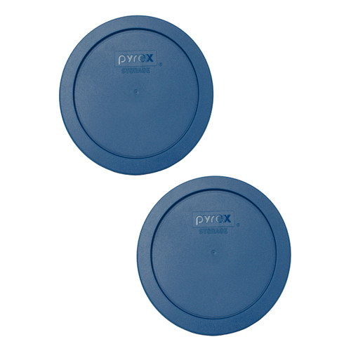 Pyrex 7402-PC Blue Spruce Round Plastic Food Storage Replacement Lid Cover (2-Pack)
