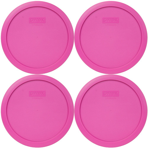 Pyrex 7402-PC Pink Round Plastic Food Storage Replacement Lid Cover (4-Pack)