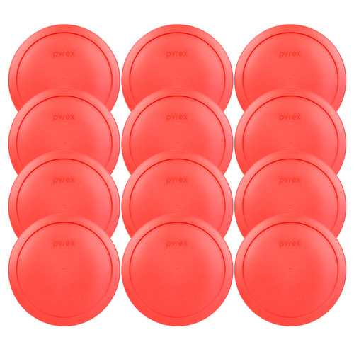 Pyrex 7402-PC Red Round Plastic Food Storage Replacement Lid Cover (12-Pack)