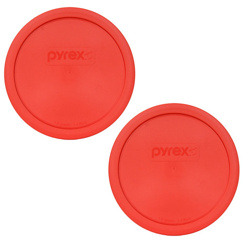 Pyrex 323-PC Red Round Plastic Food Storage Replacement Lid (2-Pack)