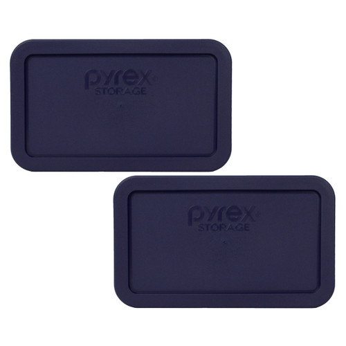 Pyrex 7214-PC Dark Blue Rectangle Plastic Food Storage Replacement Lid (2-Pack)