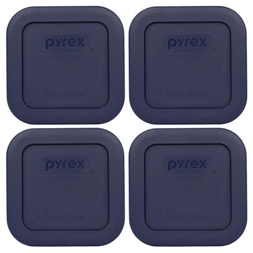 Pyrex 8701-PC Simply Store Square Blue Plastic Food Storage Replacement Lid (4-Pack)