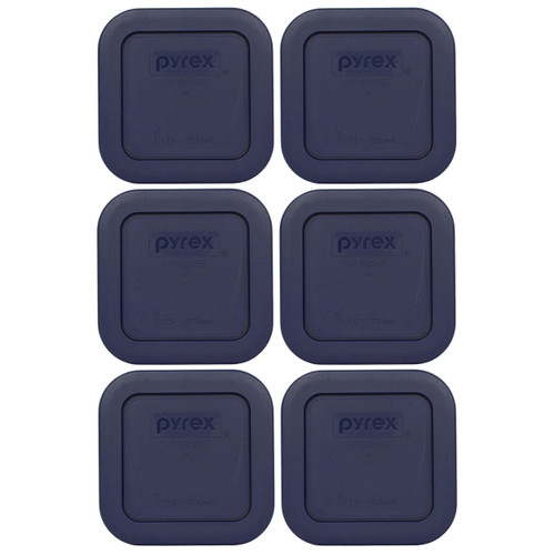 Pyrex 8701-PC Simply Store Square Blue Plastic Food Storage Replacement Lid (6-Pack)