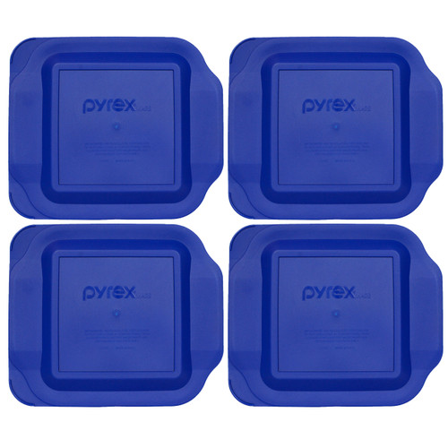 Pyrex 222-PC Blue Square Plastic Food Storage Replacement Lid Cover (4-Pack)