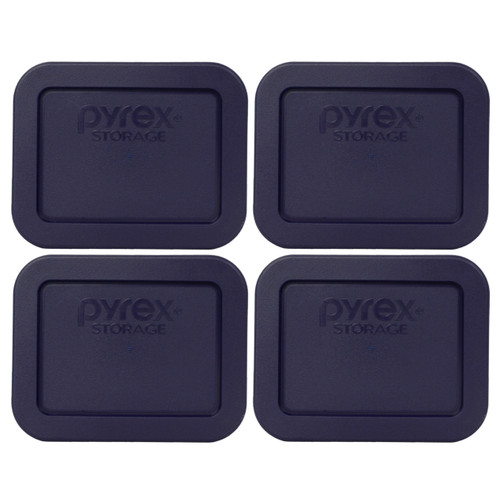 Pyrex 7213-PC Dark Blue Rectangle Plastic Food Storage Replacement Lid (4-Pack)