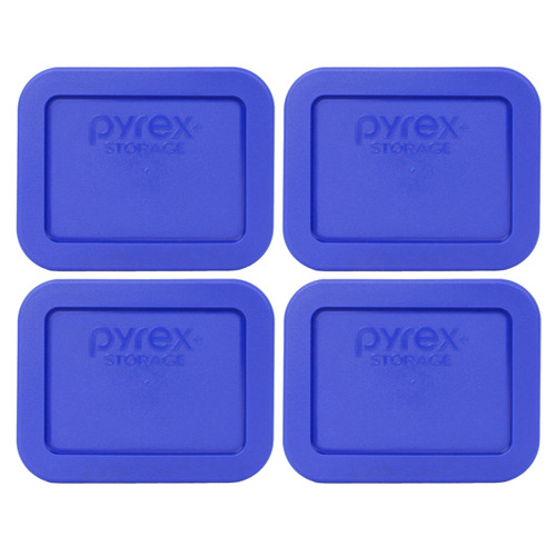 Pyrex 7213-PC Cadet Blue Rectangle Plastic Food Storage Replacement Lid (4-Pack)