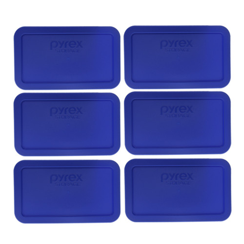 Pyrex 7214-PC Cadet Blue Rectangle Plastic Food Storage Replacement Lid (6-Pack)