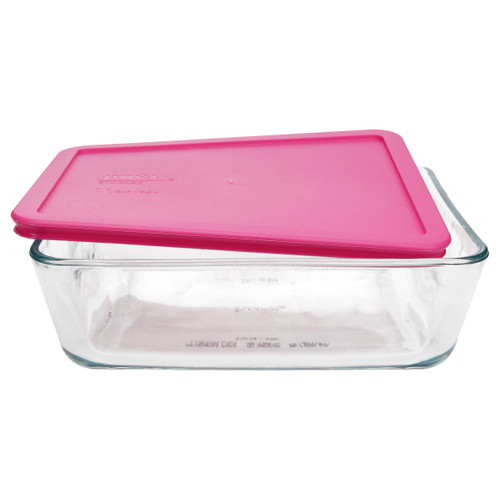Pyrex 7212 11-Cup Glass Dish & 7212-PC Berry Pink Lid