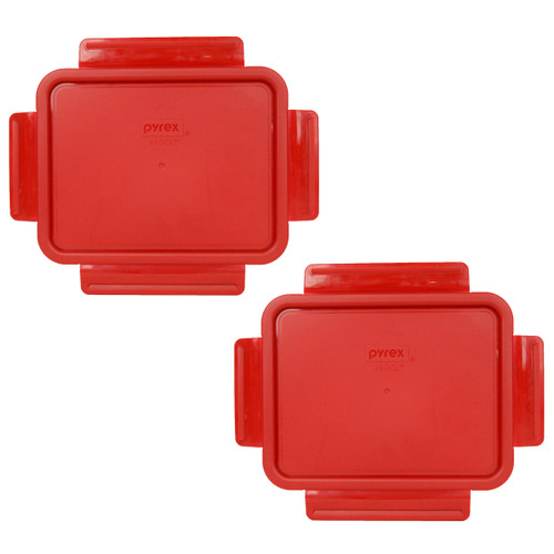 Pyrex 7211R-PC 4-Lock/Freshlock Poppy Red Plastic Replacement Lid Cover (2-Pack)