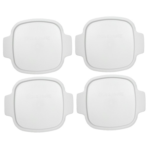 Corningware A-1-PC White Square Plastic Food Storage Replacement Lid (4-Pack)