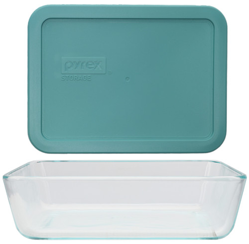 Pyrex (1) 7210 3-cup Glass Container & (1) 7210-PC 3-Cup Jade Dust Green Lid Made in the USA