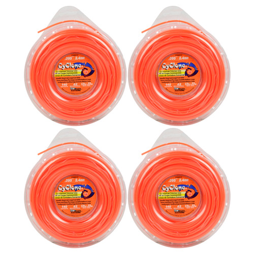 Cyclone CY095D1/2 0.095" x 140ft Orange Commercial Trimmer Line, Made in the USA (4-Pack)