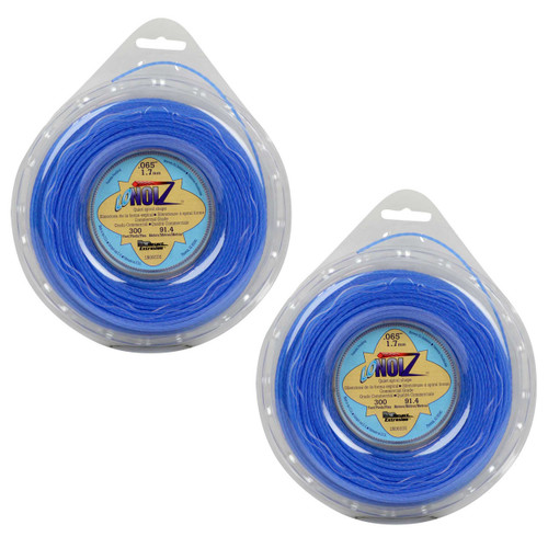 LoNoiz .065" x 300' Spiral Twist Blue String Trimmer Line (2-Pack), Made in USA 