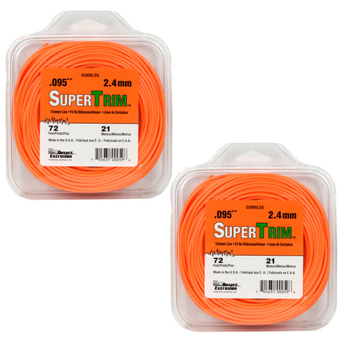 SuperTrim SU095LSQ 0.095" x 72' Orange Commercial Trimmer Line, Made in USA (2-Pack)