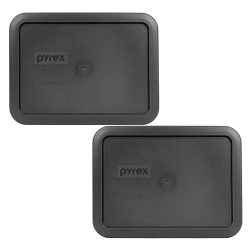 Pyrex 7210-PC Peduca/Charcoal Grey Food Storage Replacement Plastic Lid, Made in the USA (2-Pack)