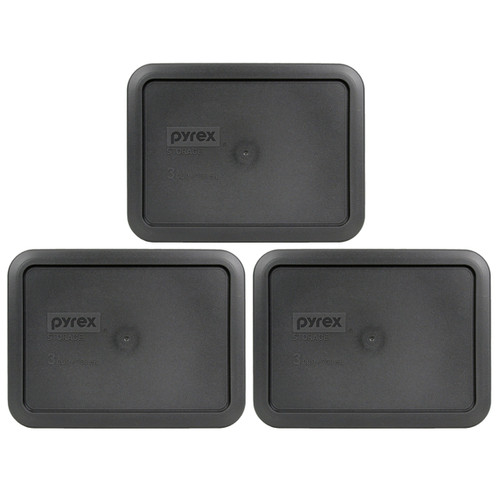 Pyrex 7210-PC Peduca/Charcoal Grey Food Storage Replacement Plastic Lid, Made in the USA (3-Pack)