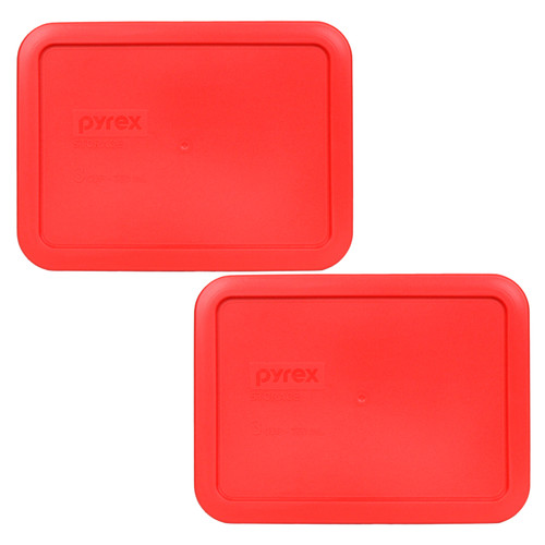 Pyrex 7210-PC Red Plastic Rectangle Food Storage Replacement Lid, Made in the USA (2-Pack)
