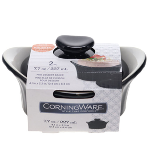 Corningware Stoneware 7.7oz/ 227ml Black Mini Dessert Baker with Lid Corningware Stoneware 7.7oz/ 227ml Black Mini Dessert Baker with Lid