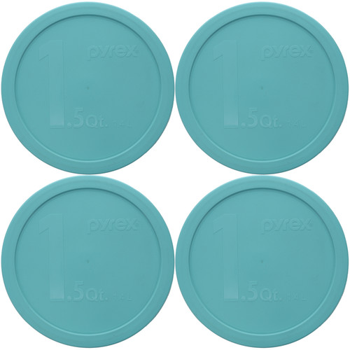 Pyrex 323-PC 1.5qt Sun Bleach Turquoise Mixing Bowl Replacement Lids (4-Pack)