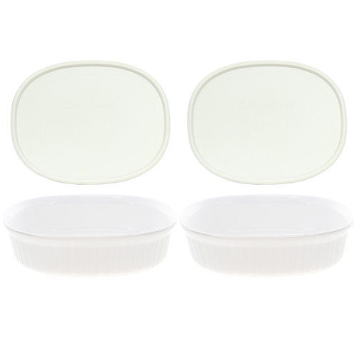 Corningware FS5 1.4L French White Casserole Dish and F-5-PC Plastic Lid (2-Pack)