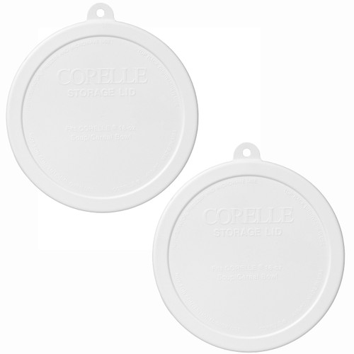 Corelle 418-PC White Round Plastic Food Storage Replacement Lid Cover, Made in USA (2-Pack)