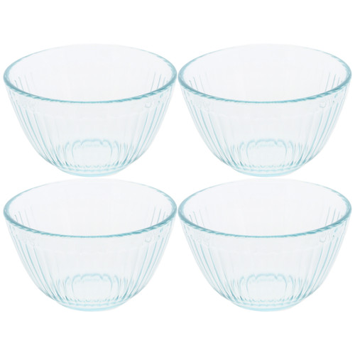 One Pyrex 3 Cup Ribbed Clear Rim Glass Bowl 