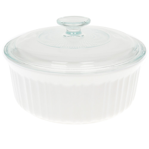 Corningware FS5 1.5qt/1.4L Round French White Casserole Dish & G-5C French White 1.5 qt Fluted Glass Lid