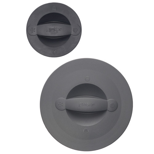 Pyrex 516-RRD-PC 2-Cup Black & 564-RRD-PC 8-Cup Puddle Grey Measuring Cup Lids