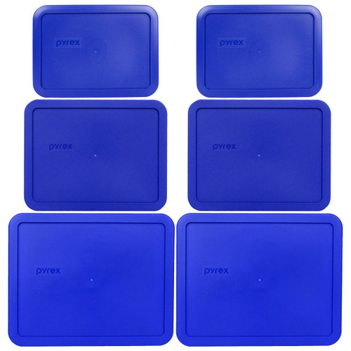 Pyrex 7210-PC 3-Cup, 7211-PC 6-Cup, and 7212-PC 11-Cup Cadet Blue Plastic Replacement Food Storage Lids (2-Pack)