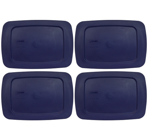 Pyrex C-213-PC Blue Easy Grab Rectangle Plastic Replacement Lid, Made in the USA (4-Pack)