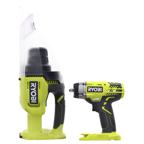 Ryobi 18V Cordless ONE+ Bundle (1) P263 3/8in 3-Speed Impact Wrench and (1) PCL705B Multi-Surface Vacuum (Bare Tools)