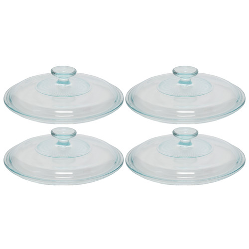 Corningware G-1C 2.5qt French White Clear Fluted Round Glass Lid (4-Pack)