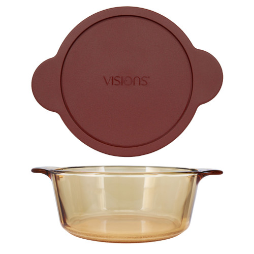 Visions VM2.25 2.25L Amber Glass Casserole Dish and CM 225-PC Cranberry Lid Visions VM2.25 2.25L Amber Glass Casserole Dish and CM 225-PC Cranberry Lid