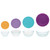 Pyrex Sculpted Glass Bowl Set: 7401, 7401-PC Lemon Drop Yellow, 7402, 7402-PC Lavender Purple, 7403, 7403-PC Turquoise Green, 7404 & 7404-PC Thistle Purple Lid