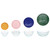 Pyrex Sculpted Glass Bowl Set: 7401, 7401-PC Lemon Drop Yellow, 7402, 7402-PC Loring Pink, 7403, 7403-PC Navy Blue, 7404 & 7404-PC Thyme Green Lid