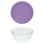 Pyrex (4) 7402 Sculpted Glass Mixing Bowls and (4) 7402-PC Lavender Purple Lids