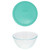 Pyrex (2) 7402 Sculpted Glass Mixing Bowls and (2) 7402-PC Light Green Lids