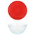 Pyrex 7403 10 Cup Sculpted Glass Mixing Bowl and 7403-PC Poppy Red Lid Pyrex 7403 10 Cup Sculpted Glass Mixing Bowl and 7403-PC Poppy Red Lid