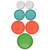 (2) 7202-PC White 1-Cup, (2) 7200-PC Turquoise 2-Cup, (2) 7201-PC Pumpkin Orange 4-Cup, and (1) 7402-PC Green 6/7-Cup Food Storage Lids
