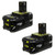 Ryobi Tools P197 ONE+ 18V 4.0 Ah Lithium Ion Battery Pack - 2 Pack