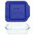 Pyrex 222 Square Glass Baking Dish w/ 222-PC Blue Plastic Lid Cover
