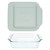 Pyrex 222 Square Glass Baking Dish w/ 222-PC Sage Green Plastic Lid Cover