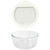 Pyrex 7203 7-Cup Clear Glass Storage Bowl w/ Pyrex OV-7402 Glass and White Silicone Lid