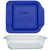 Pyrex 222-SC Sculpted Glass Baking Dish w/ 222-PC Blue Plastic Lid Cover