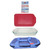 Pyrex Portables Blue Carry Tote w/ (1) Large Hot/Cold Pack, (1) 233 3qt Glass Baking Dish and (1) 233 3qt Sangria Red Lid