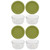 Pyrex 7202 1 Cup Glass Dish & 7202-PC 1 Cup Olive Green Replacement Lid Cover (4-Pack)