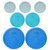 Pyrex (3) 7200-PC Muddy Aqua, (2) 7201-PC Surf Blue, & (2) 7402-PC Marine Blue Plastic Round Food Storage Replacement Lids