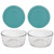 Pyrex (2) 7201 4-Cup Glass Bowls & (2) 7201-PC Turquoise Lids