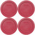 Pyrex 7200-PC Berry Red Round Plastic Food Storage Replacement Lid Cover (4-Pack)